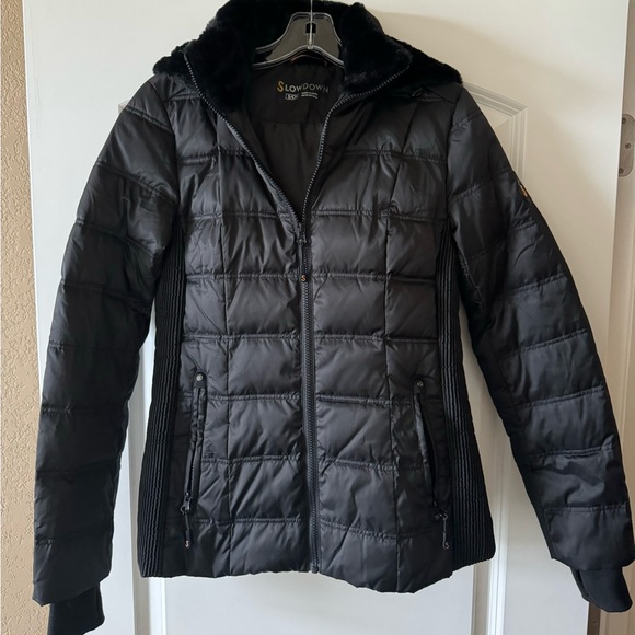 SLOW DOWN Women Down Puffer Jacket with Hood Size Small - Picture 4 of 5